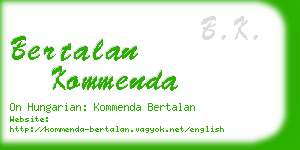 bertalan kommenda business card